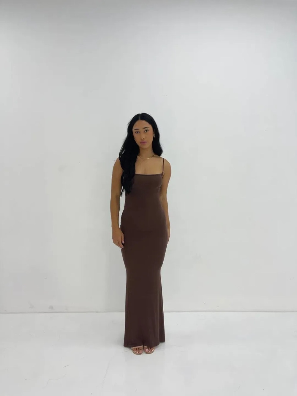 NEW Naked Wardrobe BROWN Snatching NW SLIP MAXI DRESS